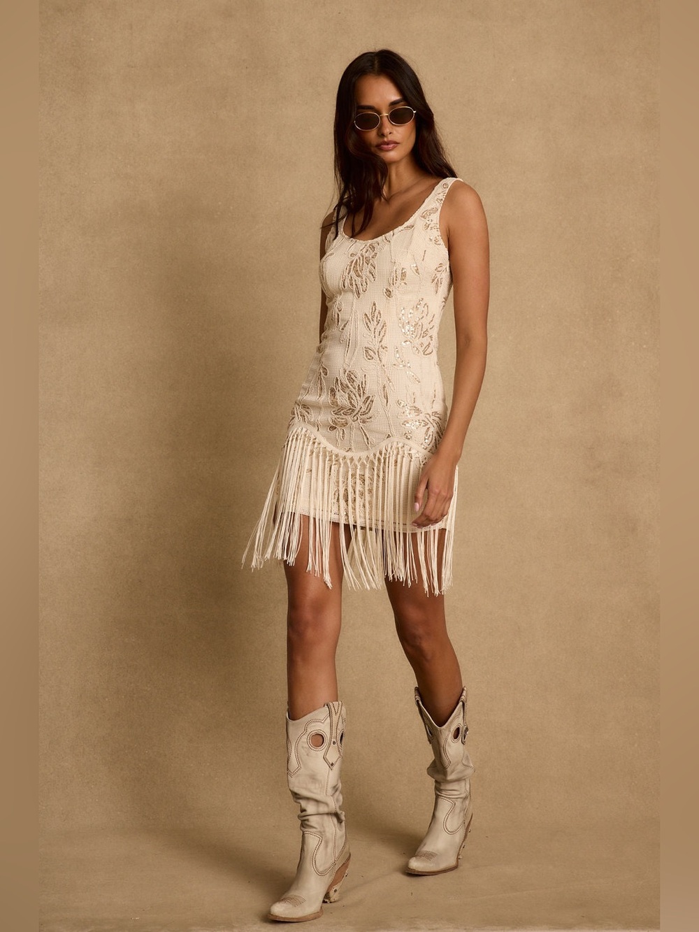 12th Tribe Ophelia Gold Sequin Fringe Dress - Picture 4 of 7